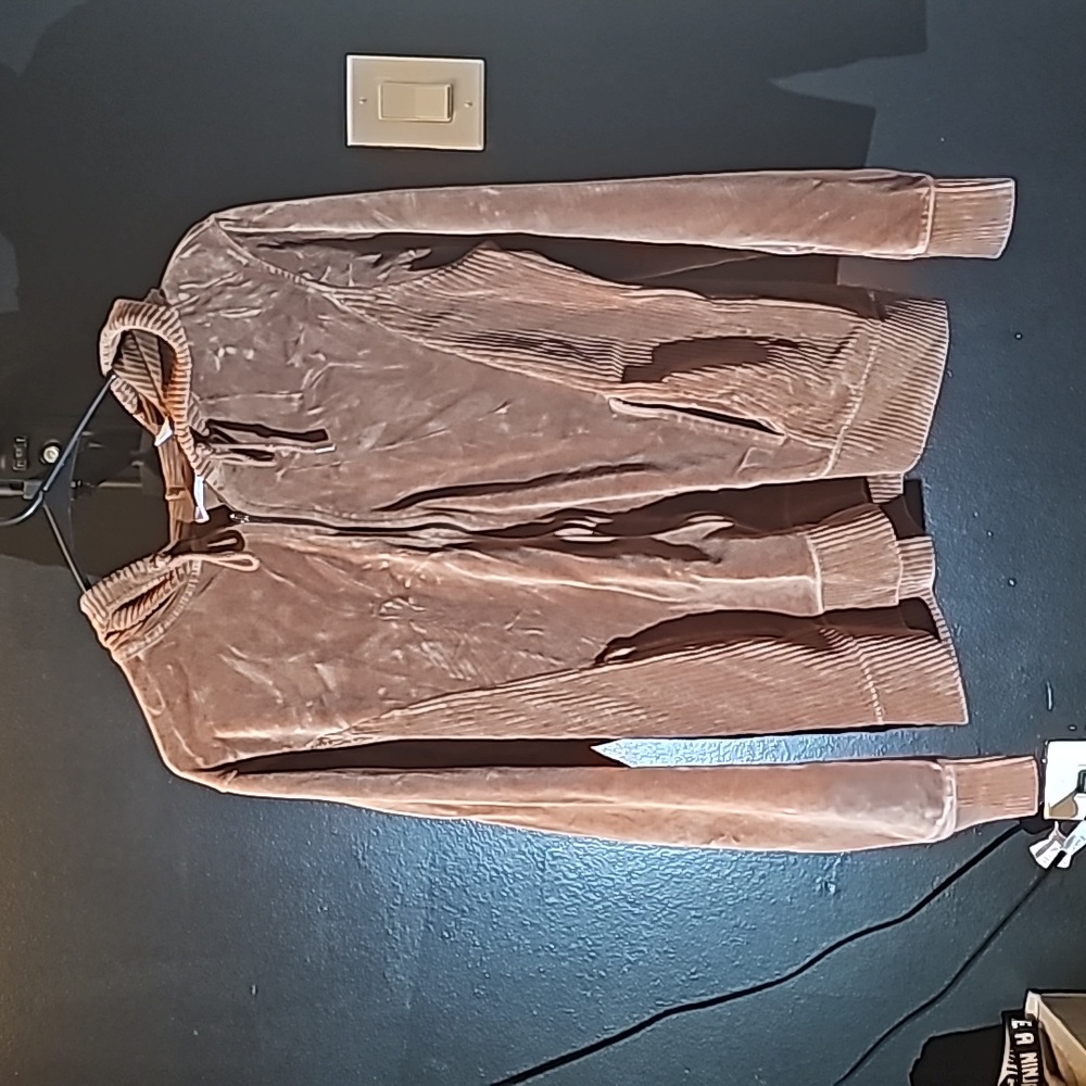 Velvet Crop Hoodies Zip Up